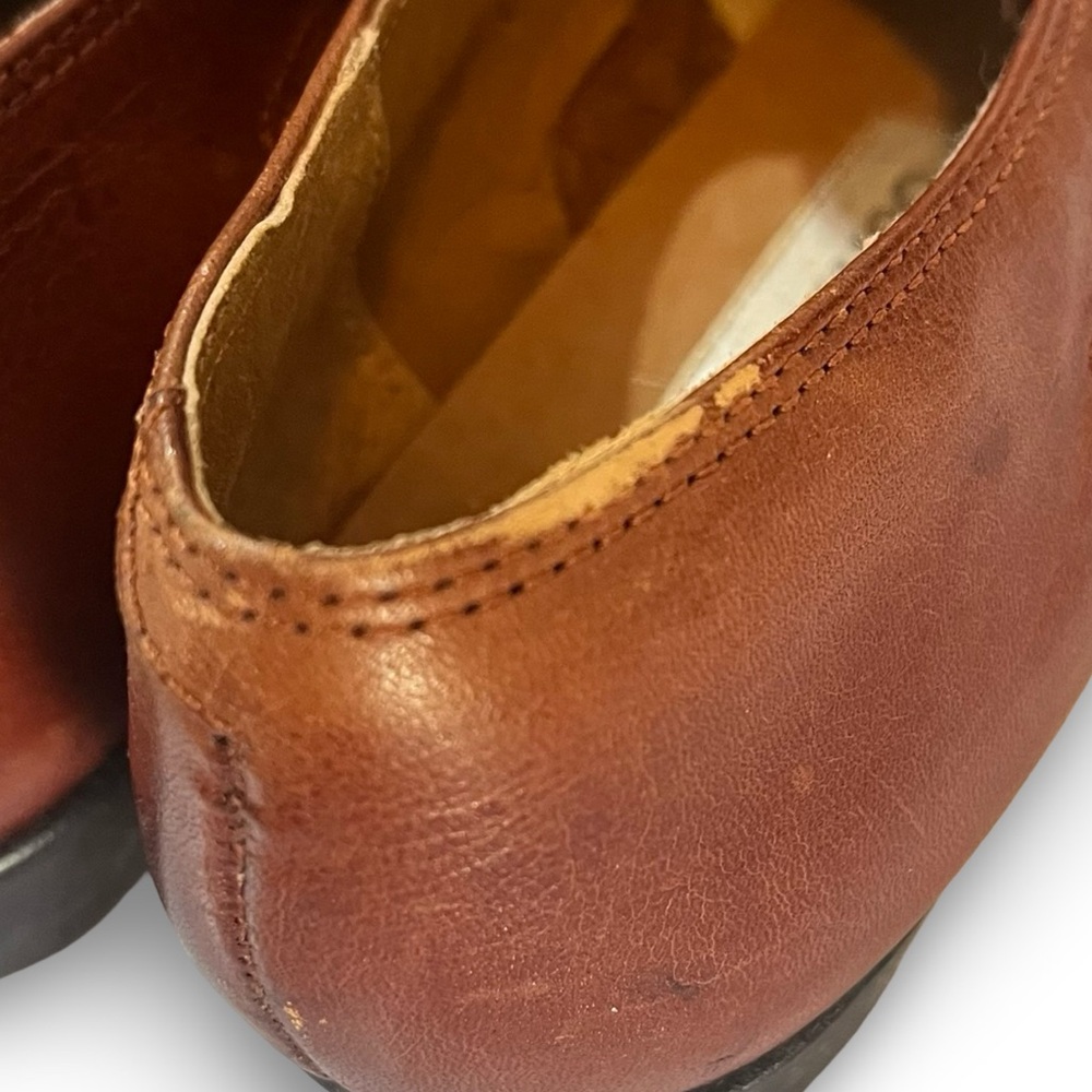 Vintage Bandolino Cognac Woven Leather Collegiate Buckle Loafer Size 8 Narrow - Picture 9 of 9